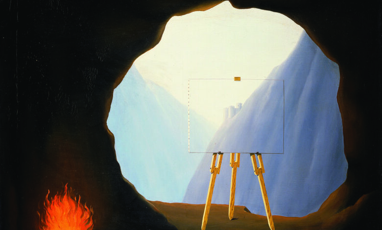 Magritte est fasciné par le thème de la lumière comme dans "La condition humaine", illustration de l'allégorie du "Mythe de la Caverne" de Platon