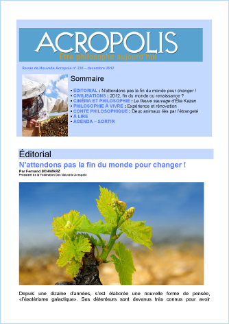 Première de couverture de la Revue Acropolis n°236