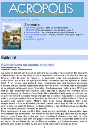 Première de couverture de la Revue Acropolis n°231